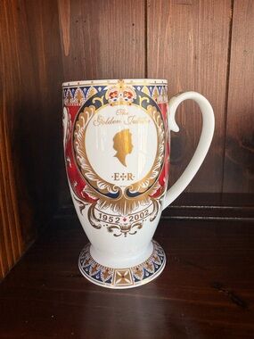 Commemorative White and Red Golden Jubilee Porcelain Mug